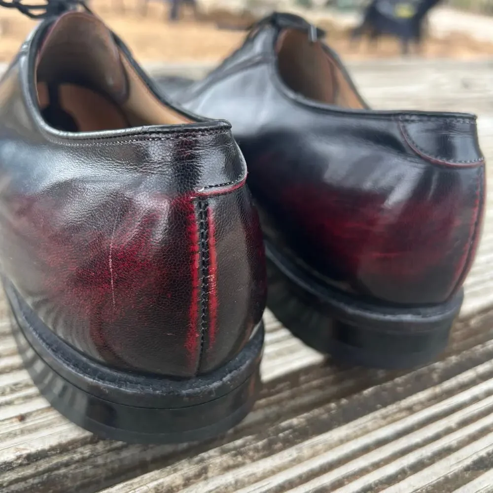Vintage Johnston & Murphy Oxblood Plain Toe Oxford Shoes 8.5D Leather + Trees